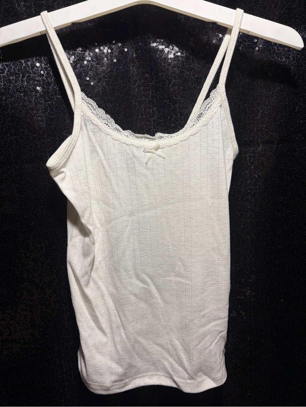 wild fable Cream Lace-Trim Ribbed Tank Top